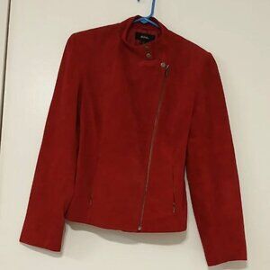 Alfani Red Suede Leather Moto Jacket, Size L